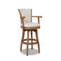 Williams 31In Swivel Bar Stool With Armrests, White Pepper Stain Resistant High Performance Polyester White Foam Polyester