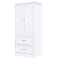 Tall Bathroom Storage Cabinet, Cabinet With Two Doors And Drawers, Adjustable Shelf, Mdf Board, White White Mdf