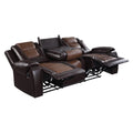 Modern Luxury Sofa Dual Reclining With Center Drop Down Cup Holders 1Pc Formal Living Room Furniture Premium Faux Leather Upholstery Comfortable Two Tone Brown Finish Dark Brown,Light Brown Faux Leather Wood Primary Living Space Luxury,Modern