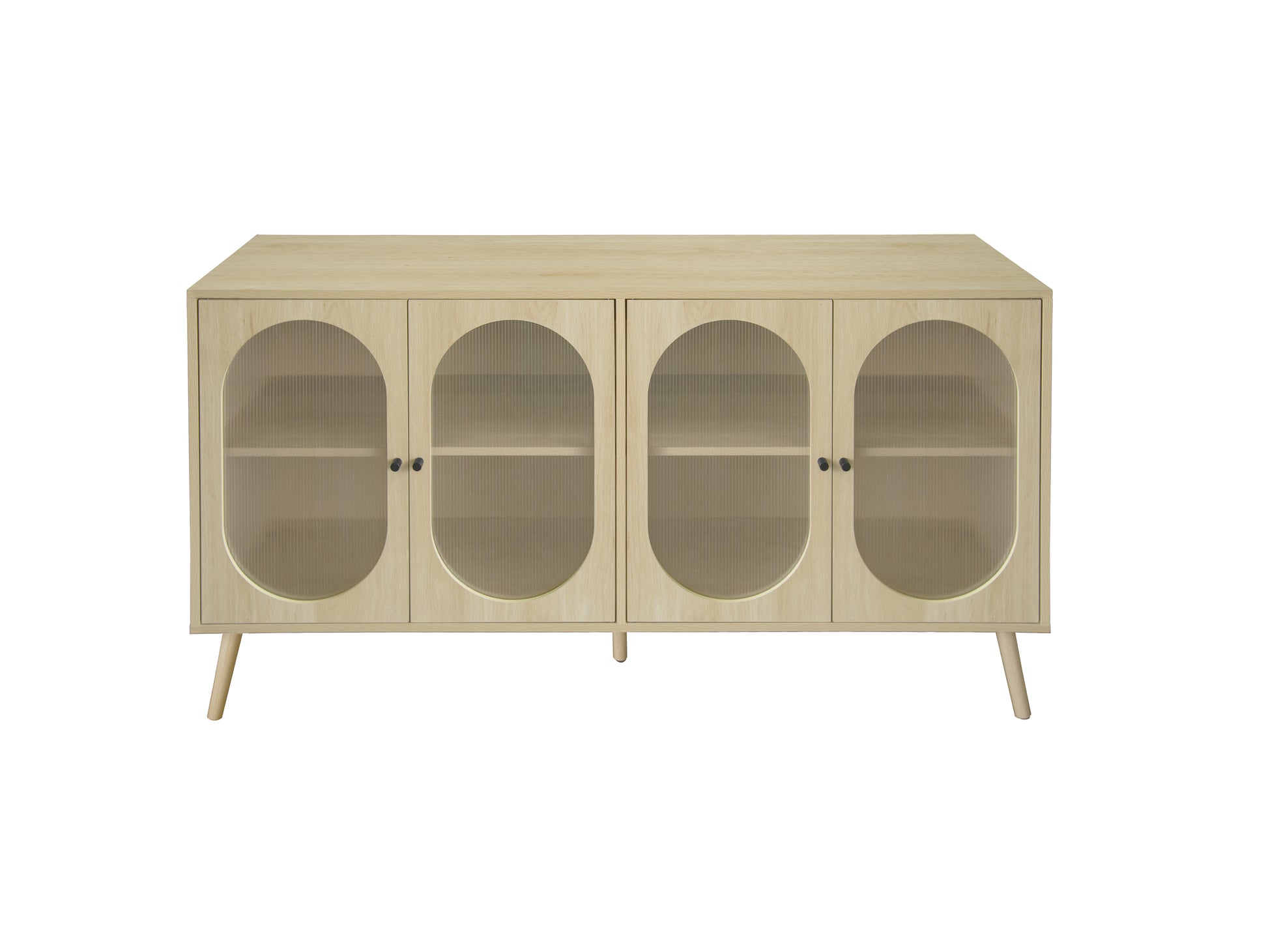 4 Door Cabinet, Sideboard Accent Cabinet, Storage Cabinet For Living Room, Hallway Entryway Kitchen Natural Wood Mdf