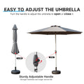 9Ft Patio Umbrella, Outdoor Table Umbrella With Push Button Tilt And Crank, Uv Protection Waterproof Market Sun Umbrella With 8 Sturdy Ribs For Garden, Deck, Backyard, Pool Gray Gray Round Uv Resistant Umbrellas Aluminium