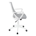 Office Chair, Adjustable Height, Swivel, Ergonomic, Armrests, Computer Desk, Work, Grey Mesh, White Metal, Contemporary, Modern White Foam Polyester