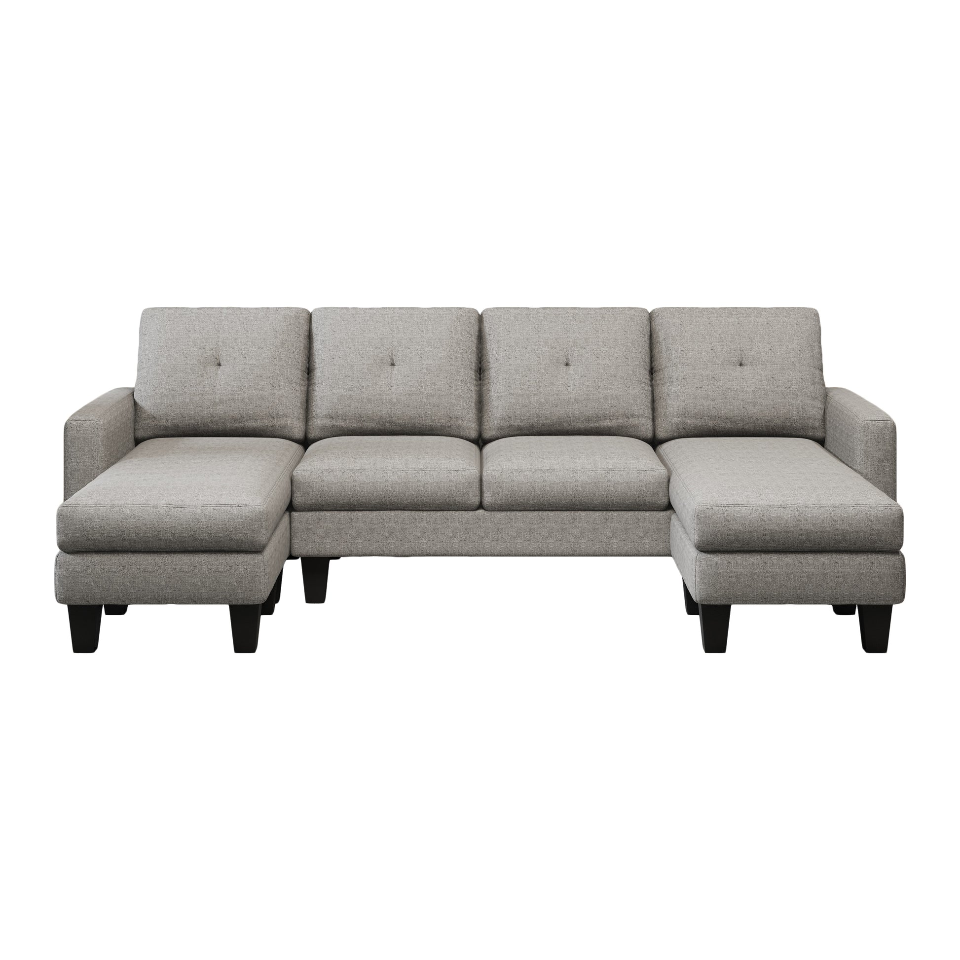 U Shaped Sofa Coch 4 Seat Sofa With Chaise Polyester Fabric For Living Room Apartment Office Light Grey Light Gray Primary Living Space Soft Eucalyptus Foam Linen 4 Seat