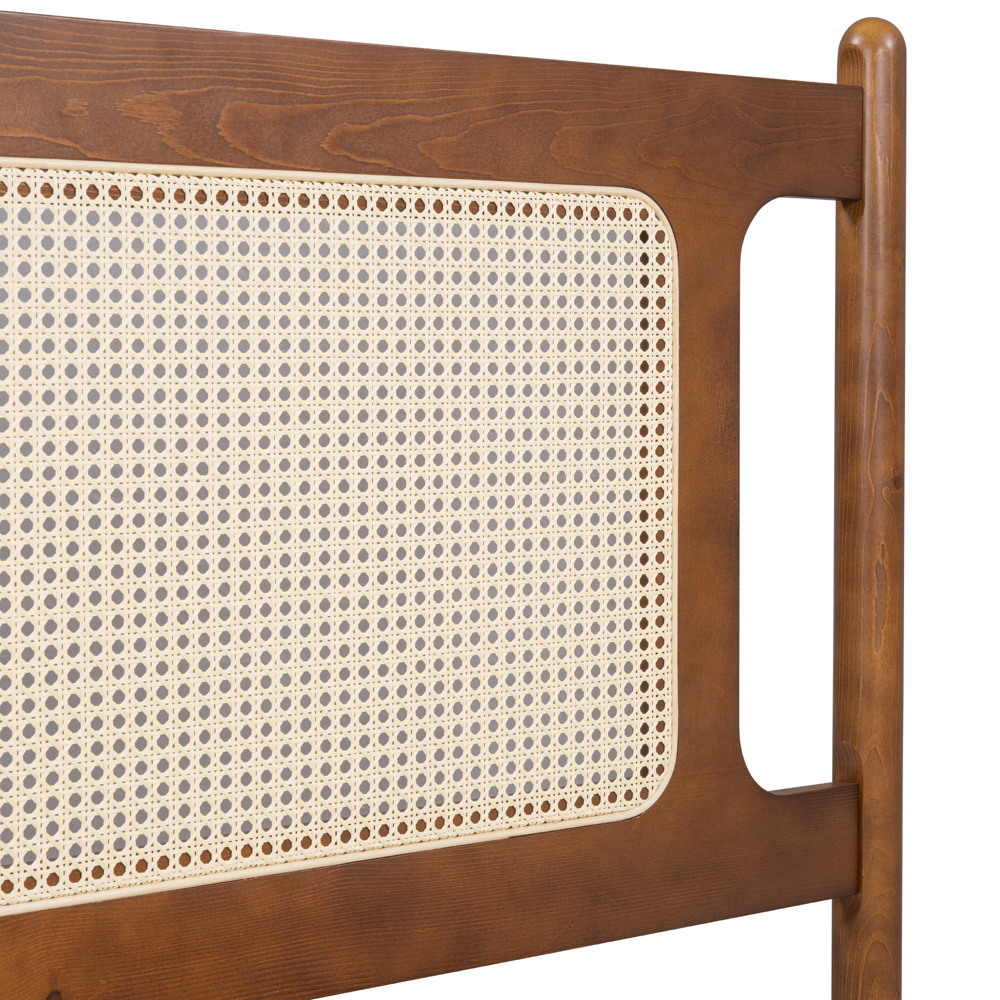 Queen Size Wooden Rattan Platform Bed, With 2 Big Drawers, T Size Trundle, Brown Queen Brown Plywood