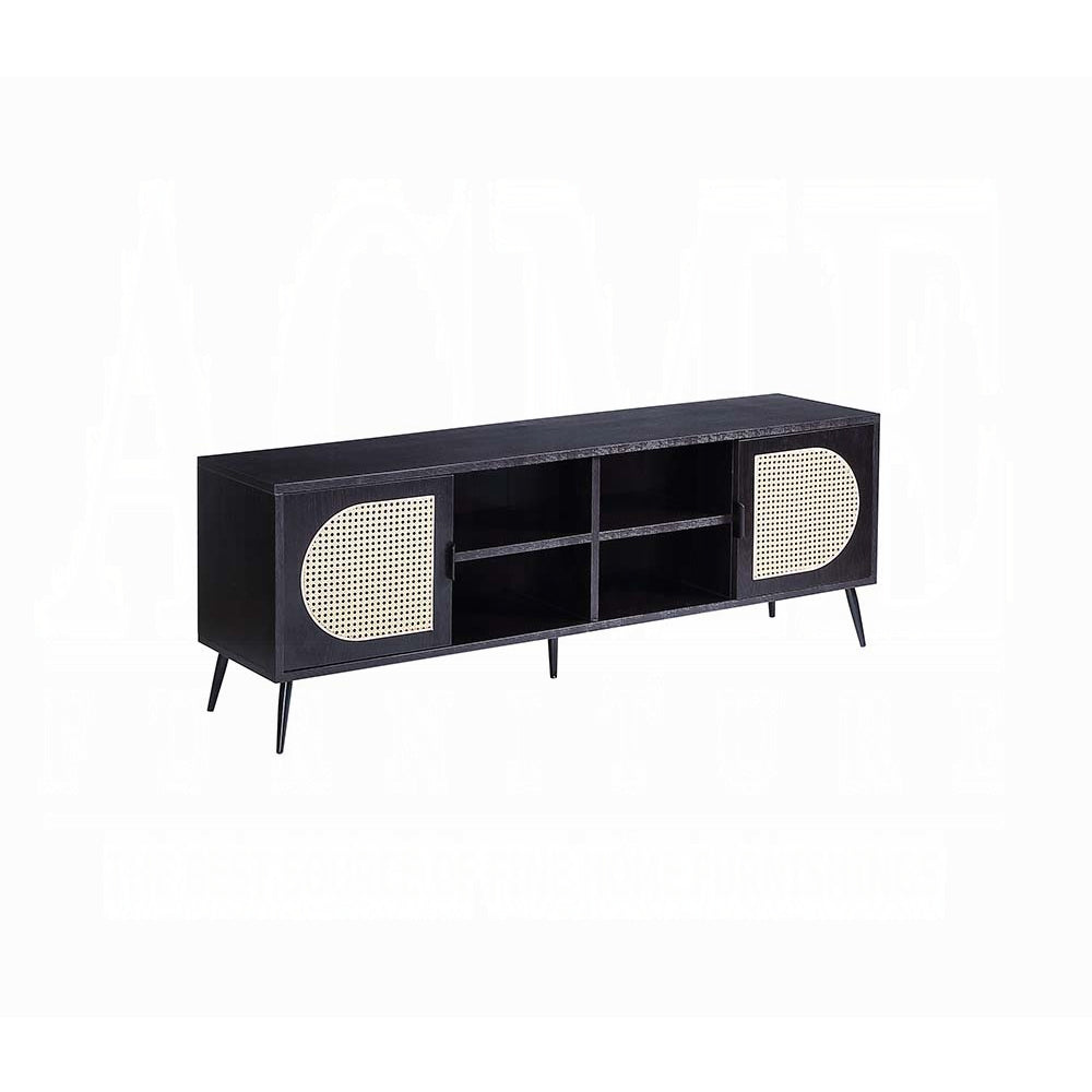 Black Tv Stand With Metal Leg Black Primary Living Space 60 Inches 60 69 Inches Modern Wood Metal