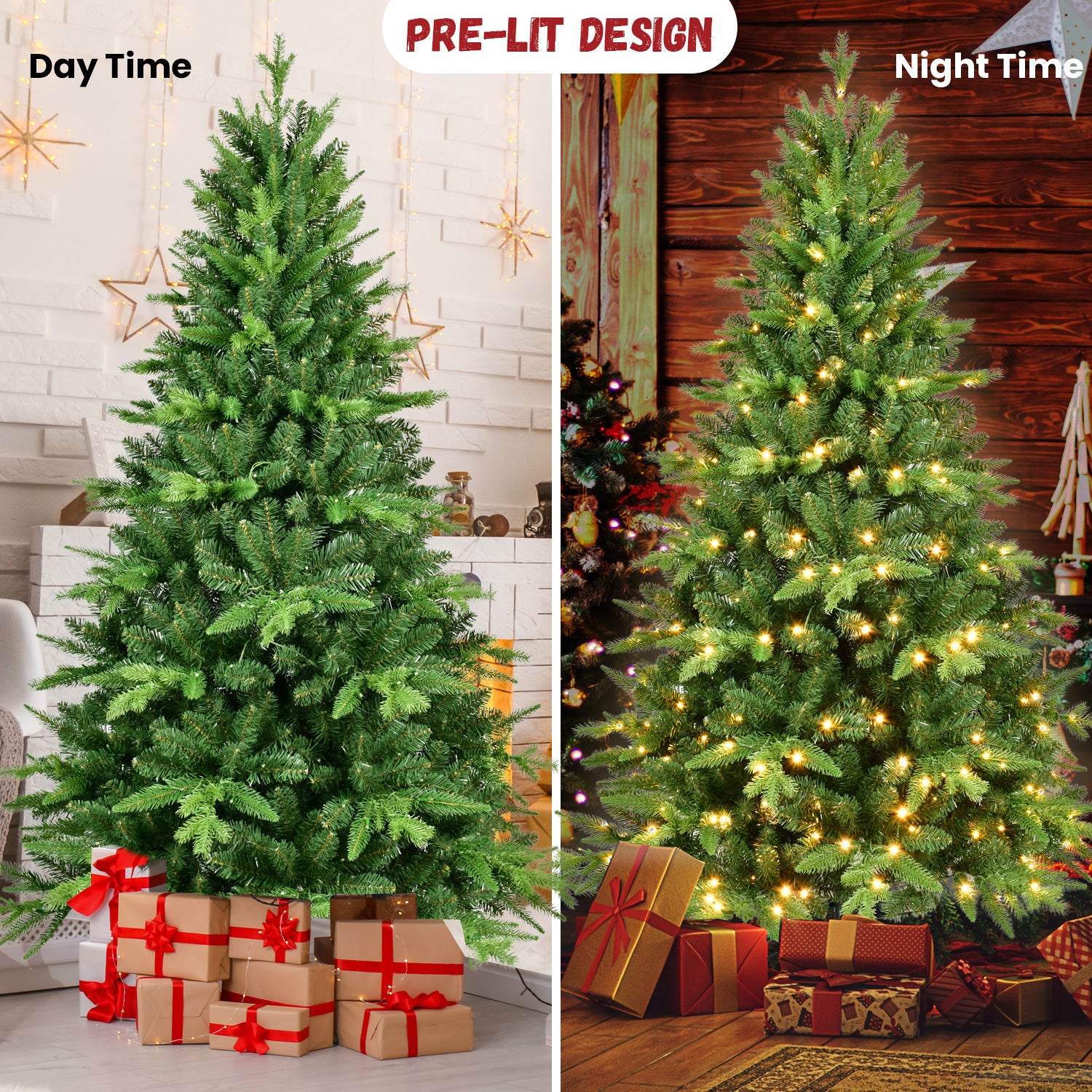 5Ft Pe&Pvc Prelit Christmas Tree Green Polyethylene