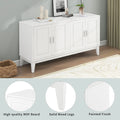 4 Door Sideboard Storage Cabinet With Door Shelf For Living Room And Dining Room, Two Large Cabinets With Adjustable Shelf, White White Rubberwood Solid Wood Mdf