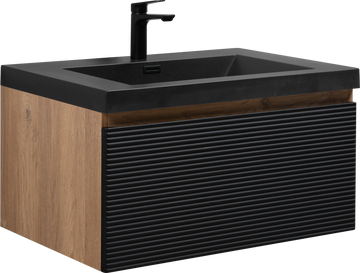 30" Floating Bathroom Vanity With Sink, Modern Wall Mounted Bathroom Storage Vanity Cabinet With Countertop And Soft Close Drawers, Ink Black Cruis 30 Black Wood