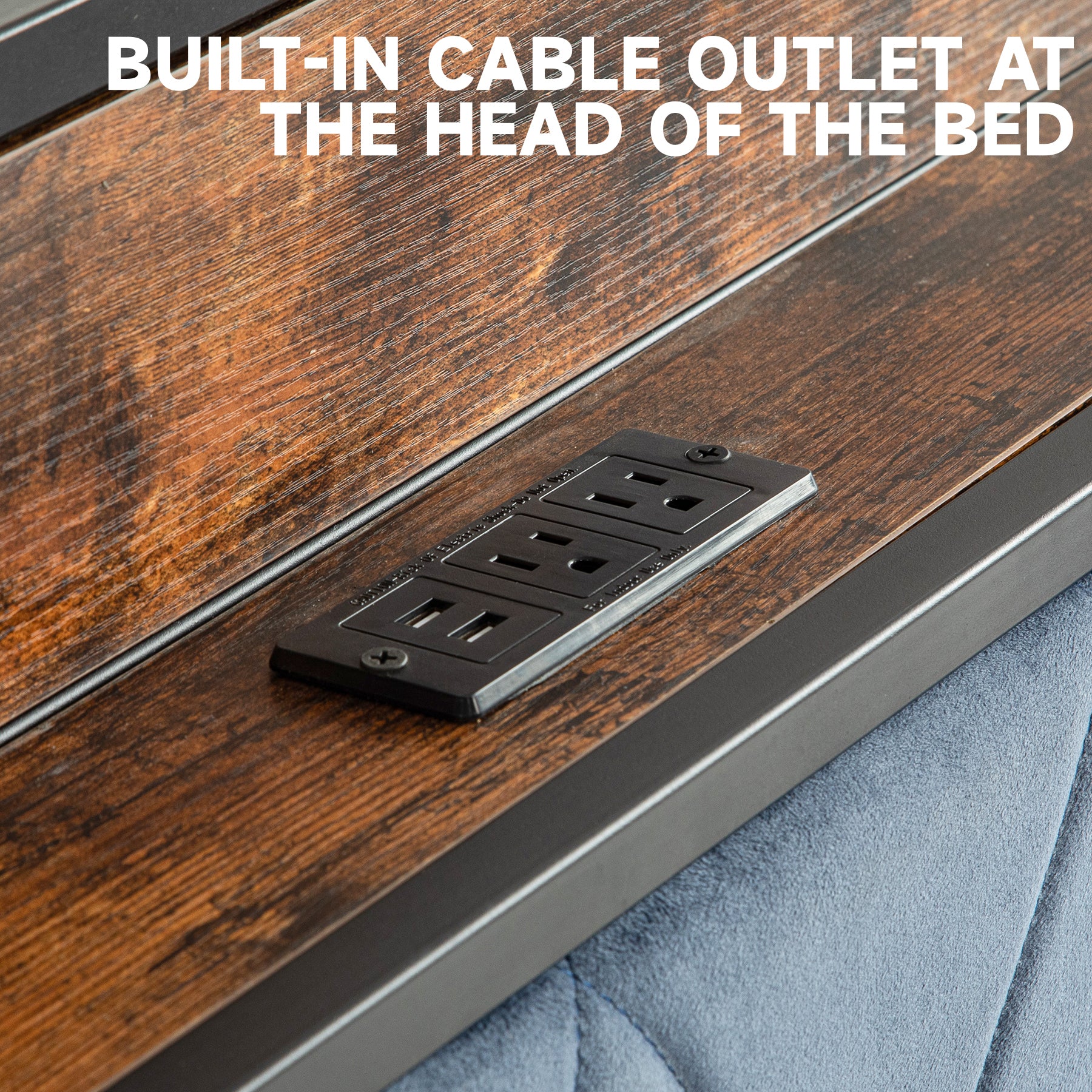 Black Queen Metal Bed Frame With Upholstered Headboard And Footboard And Iron Slats, Rustic Bed Base, Heavy Duty Platform Bed Frame,12 Inch Underbed Storage No Springs Required Box Spring Required Queen Black Dark Walnut Metal Brown Bedroom