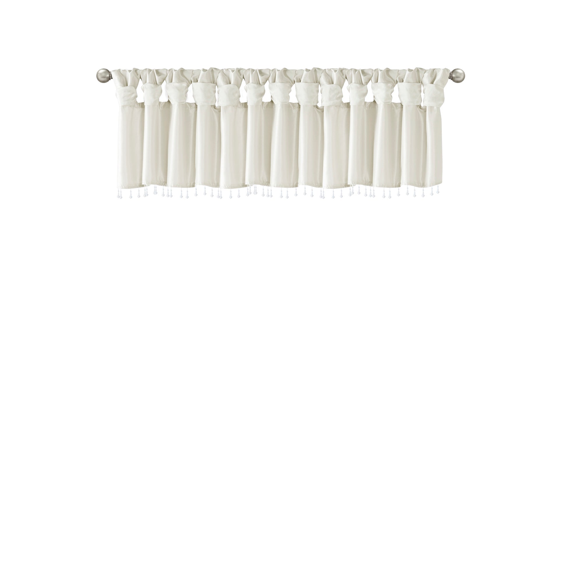 Lightweight Faux Silk Valance With Beads White 50X26" White Microfiber