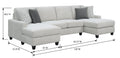 Ranger Gray Chaise Sectional Gray Foam Engineered Wood 4 Seat