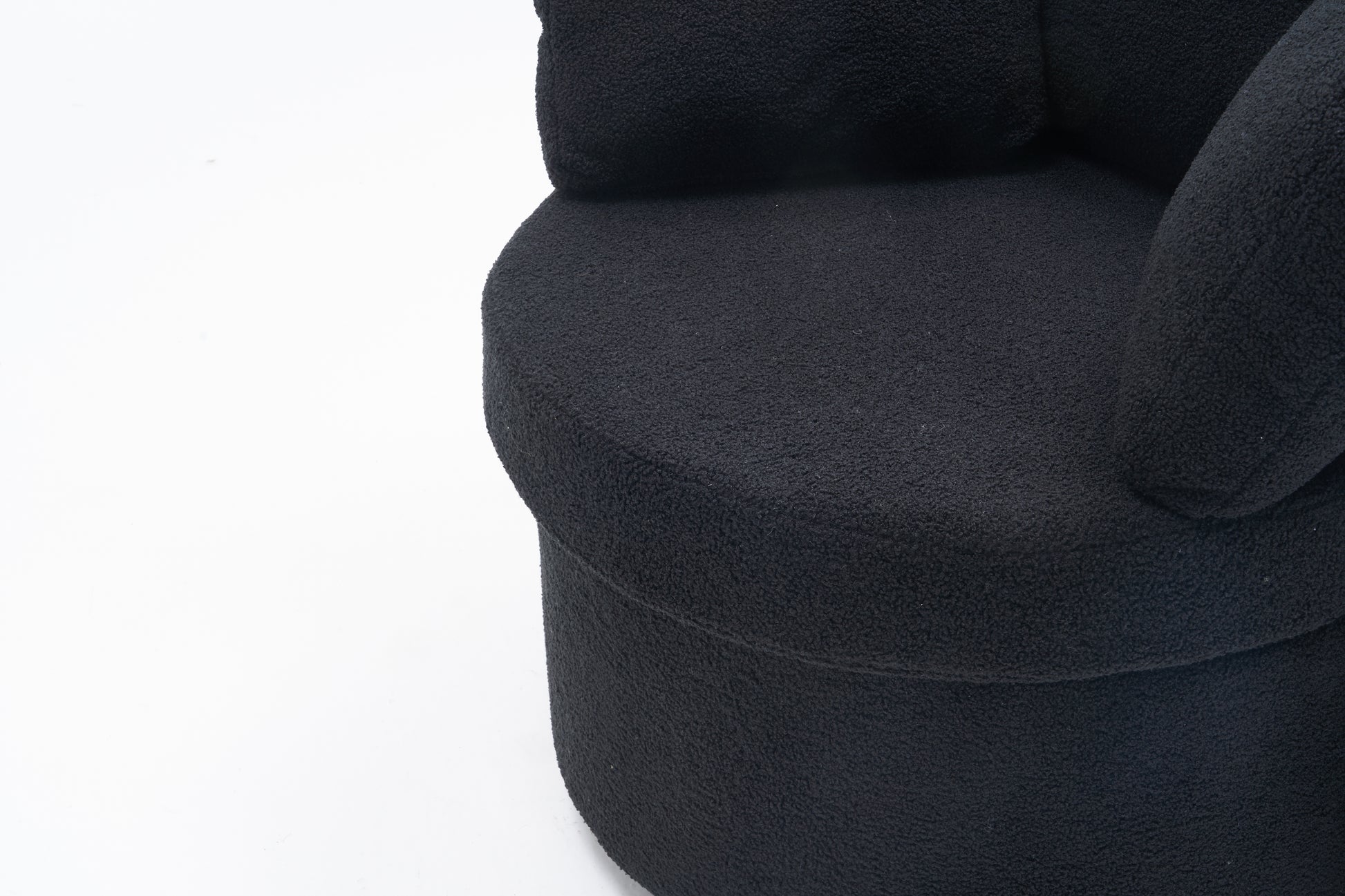 029 Teddy Fabric Swivel And Storage Chair With Back Cushion For Living Room,Black Black Primary Living Space Modern Foam Teddy