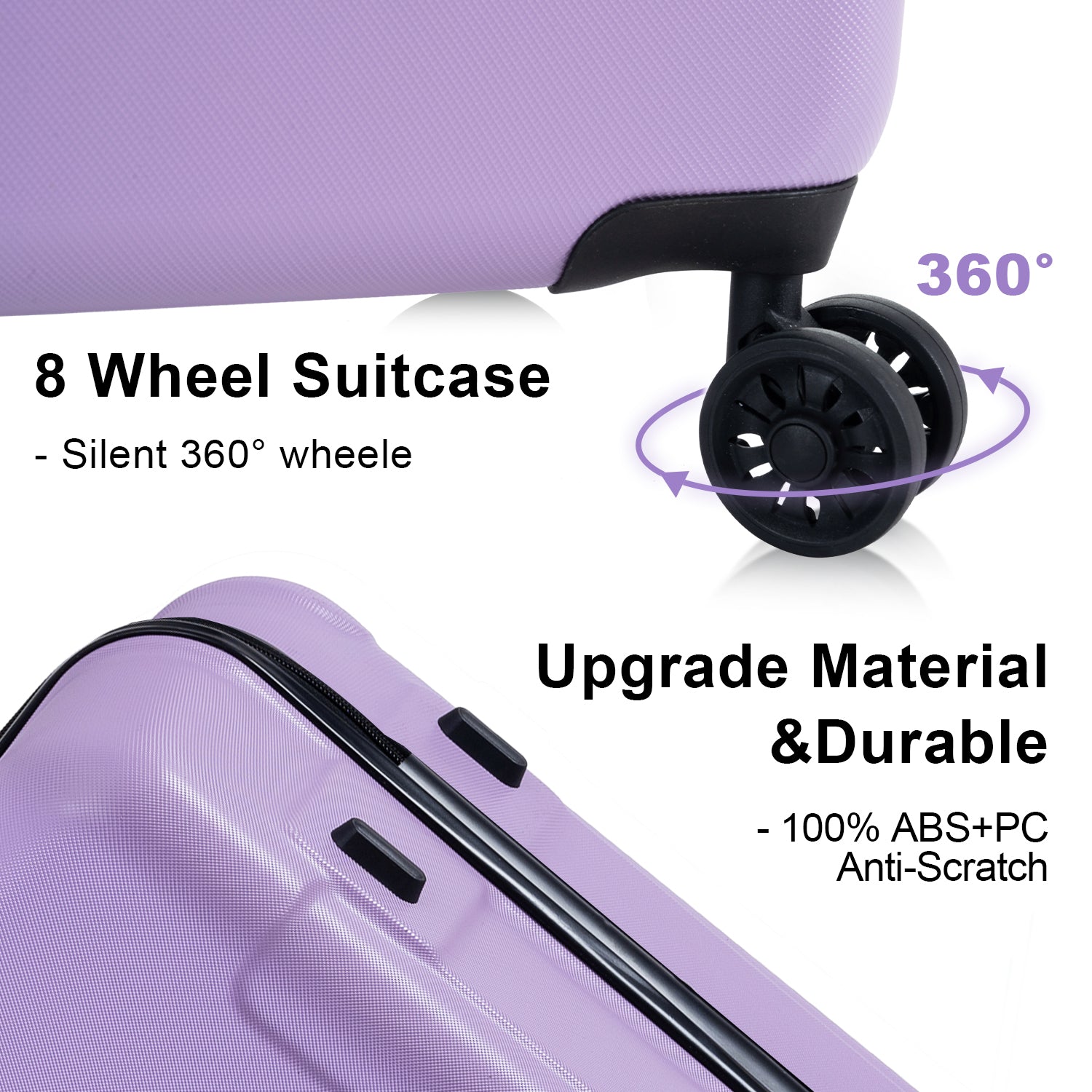 Luggage Sets Abs Pc Hardshell 3Pcs Clearance Luggage Hardside Lightweight Durable Suitcase Sets Spinner Wheels Suitcase With Tsa Lock 20 24 28 ,Purple Purple Abs Pc