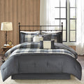 7 Piece Herringbone Comforter Set Grey Queen Queen Grey Polyester
