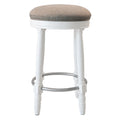 Bar Stools Set Of 2 White Color, 360 Degree Swivel, Accent Wooden Swivel Seat Counter Height Bar Stool, Grey Cushion Seat, Barstool Perfect For Dining And Living Room Height 26