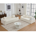 Arrived 2 Piece Boucle Cloud Sofa Set, Upholstered Sofa Set, Modern 3 Seater And 2 Seater Sofa With Mdf End Table For Living Room ,Apartment,3 2 Couch,Boucle,Beige Beige Polyester Primary Living Space Soft Tight Back Modern Square Arms Foam Upholstered 5