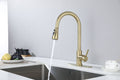 Kitchen Faucet With Pull Out Spraye Brushed Gold Stainless Steel