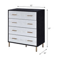 Black And Silver 4 Drawer Chest Black Gold Bedroom Wood Metal