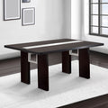 Contemporary Glass Insert Dining Table, Black Black Wood