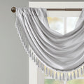 Faux Silk Waterfall Embellished Valance Silver 38X46