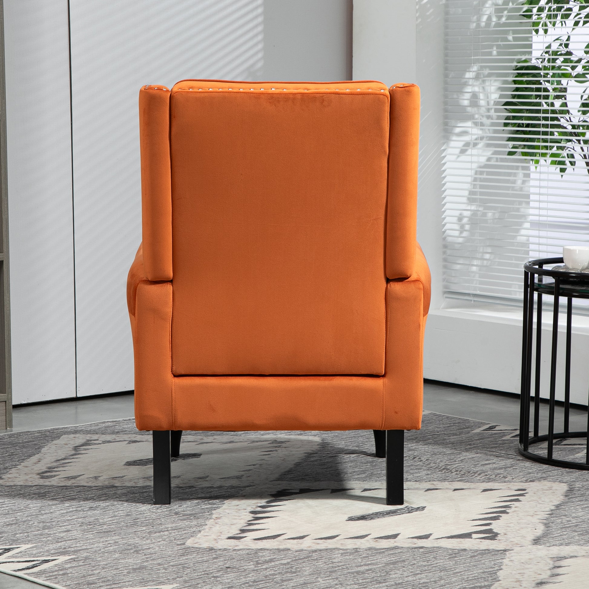 Coolmore Wood Frame Armchair, Modern Accent Chair Lounge Chair With Sturdy Wood Legs For Living Room Bedroom Orange Orange Foam Velvet