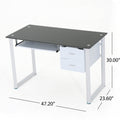 Glass Computer Desk White Black Mdf