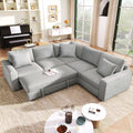 4 Seat L Shaped Modular Sofa With Thick Backrest And Seat Cushions, Suitable For Living Rooms, Offices Gray Wood Polyester 4 Seat