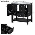 30Inch Transitional Style Bathroom Vanity Cabinet Combo With Ceramic Sink,Soft Close Door Black Bathroom Solid Wood Mdf