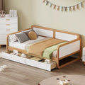 Twin Size Solid Wood Daybed With 2 Storage Drawers For Limited Space Kids, Teens, Adults, No Need Box Spring, Walnut And White Box Spring Not Required Twin White Walnut Wood Bedroom Modern Pine Daybeds Wood