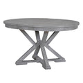 5 Piece Retro Functional Dining Table Set Extendable Round Table And 4 Upholstered Chairs For Dining Room And Living Room Grey Grey Solid Wood