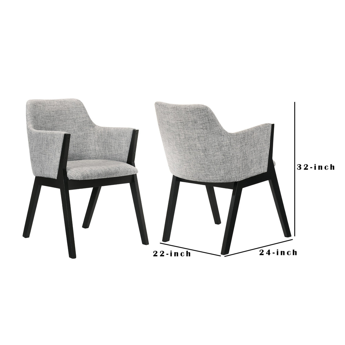 Renzo Light Gray Fabric And Black Wood Dining Side Chairs Set Of 2 Gray Wood Fabric