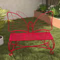 Butterfly Cast Metal Garden Bench, Outdoor Bench Patio Seat, Park Bench Outdoor Seating For Garden, Yard, Park, Entryway Red Garden & Outdoor 2 Person Seating Group Metal