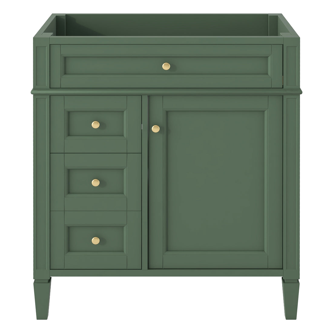 30'' Bathroom Vanity Without Top Sink, Modern Bathroom Storage Cabinet With 2 Drawers And A Tip Out Drawer Not Include Basin Green Bathroom Solid Wood Mdf