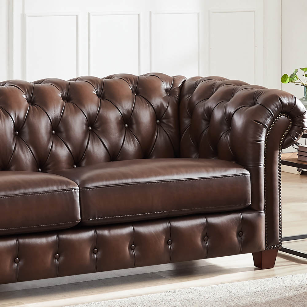 Versailles Leather Sofa Caramel Down Filling Genuine Leather 2 Seat
