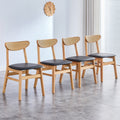 4 The Stylish And Durable Solid Wood Dining Chair, Small Curved Back, Pu Cushion, And Beautiful Shape Match Perfectly With Any Room And Everyday Use Wood Set Of 4 Or More Rubber Wood