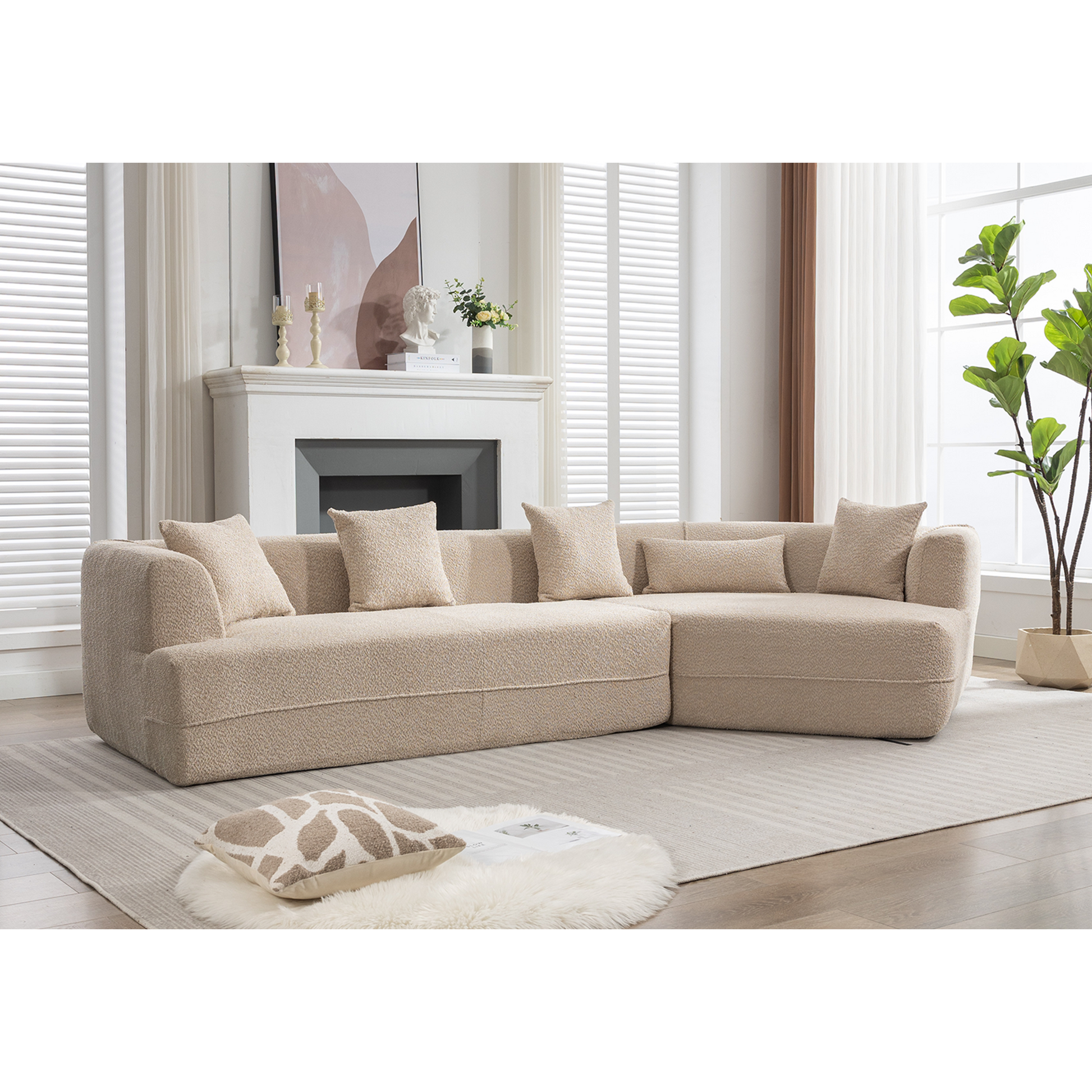 And Upgraded Extended Edition Modular Sofamodern Minimalist Style Sofa, Upholsteredfree Combination, Round Fiber Fabric, Anti Wrinkle Fabric,Dimension Extension,Brown Light Brown Polyester Primary Living Space Medium Soft Tight Back Modern Flared Arms