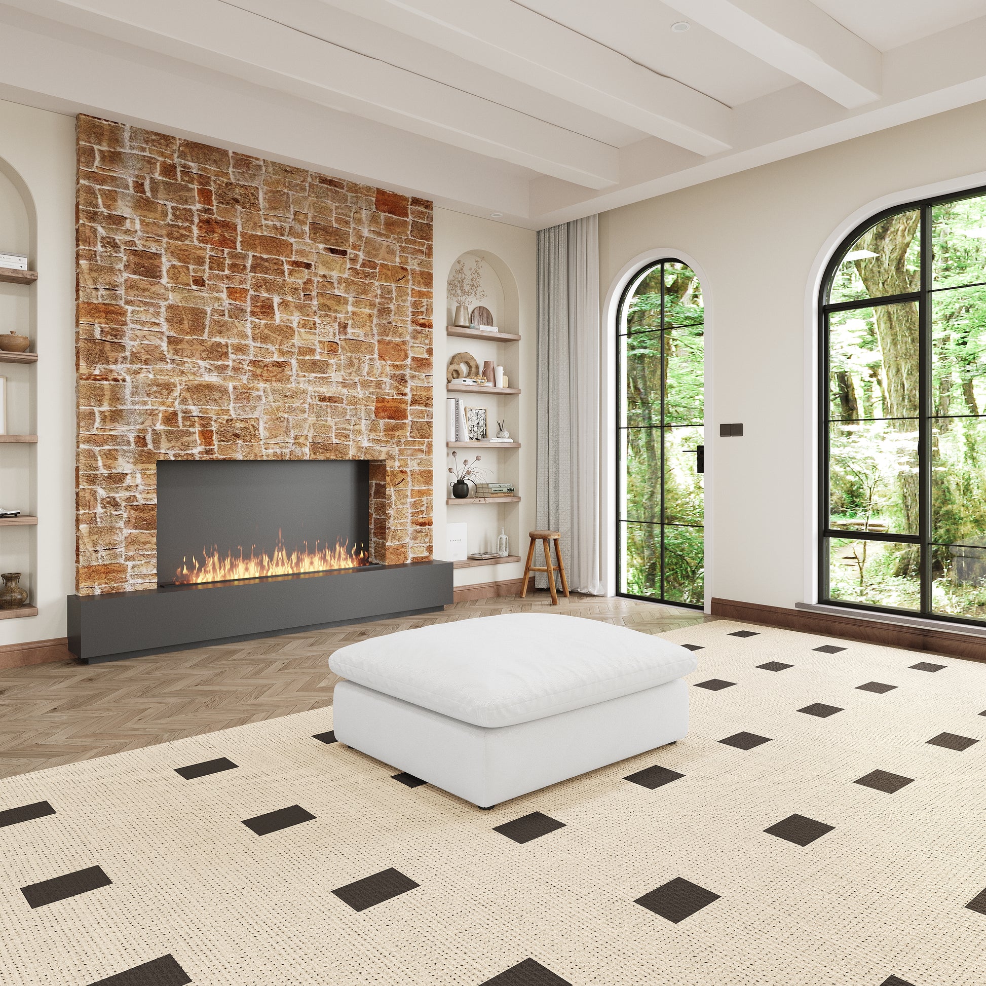 Large Size Modular Cloud Sofa 5 Seats Down Sofa Bed Apartment Living Room Sofa 3Seaters 2Ottoman White Down Filling 5 Seat