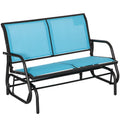 Outsunny 2 Person Outdoor Glider Bench, Patio Double Swing Rocking Chair Loveseat W Powder Coated Steel Frame For Backyard Garden Porch, Blue Blue Steel