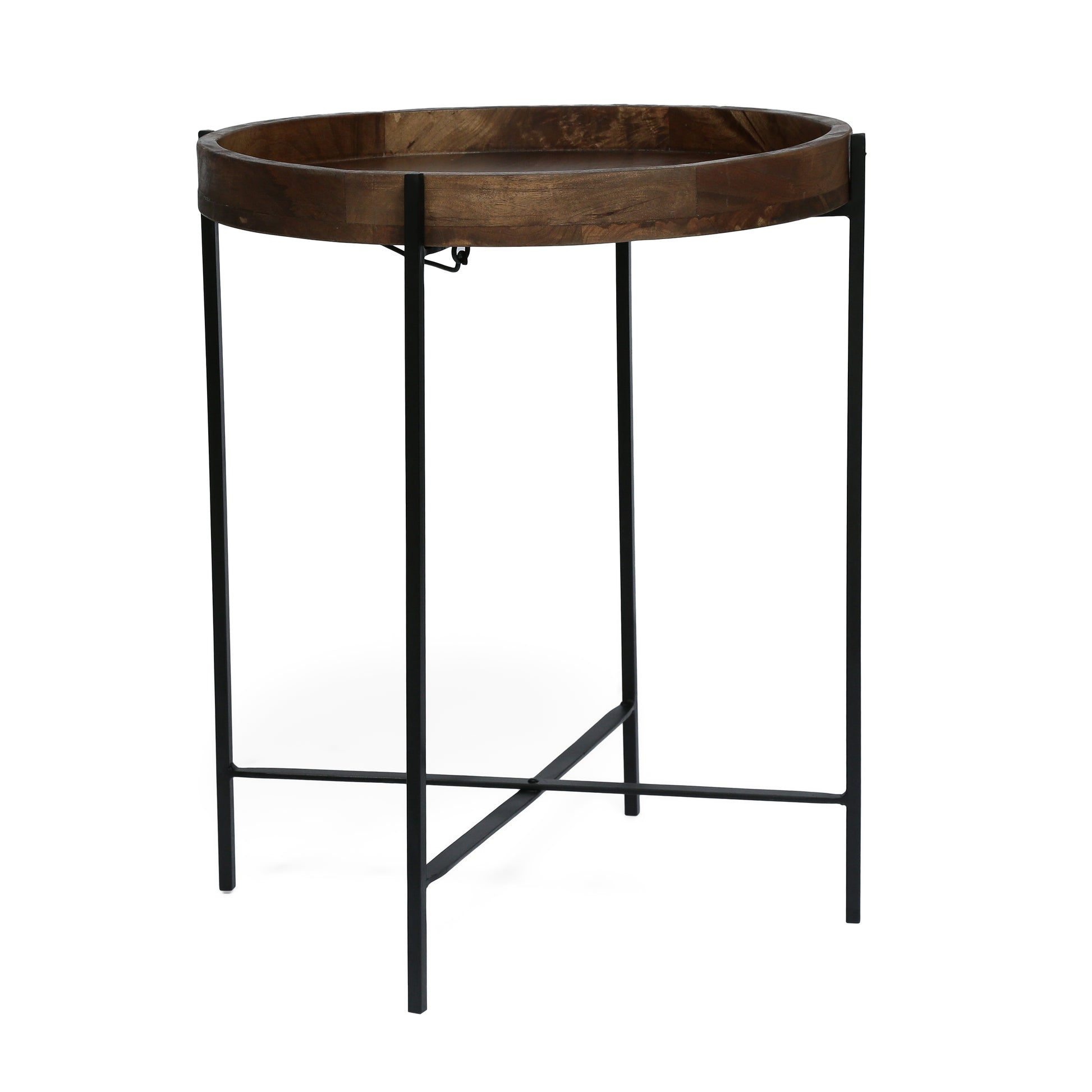 Round End Table Natural Wood