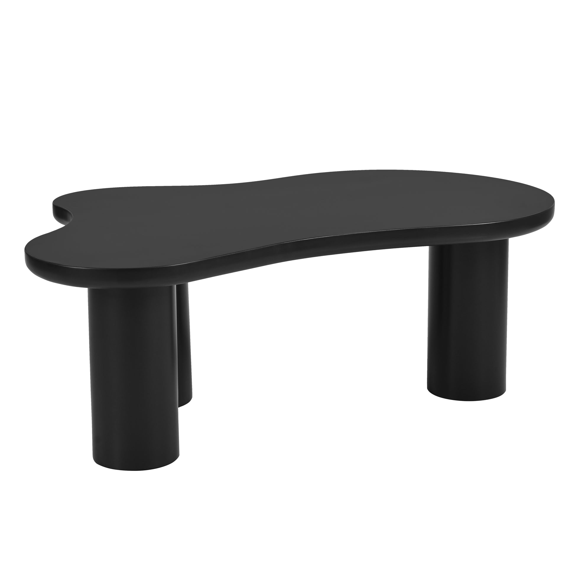 44'' X 25.9'' Easy Assembly Cloud Coffee Table With 1.5'' Thick Tabletop, Cream Style Irregular End Table With 3 Sturdy Legs, Sleek Center Table With Round Edge For Living Room, Black Black Mdf