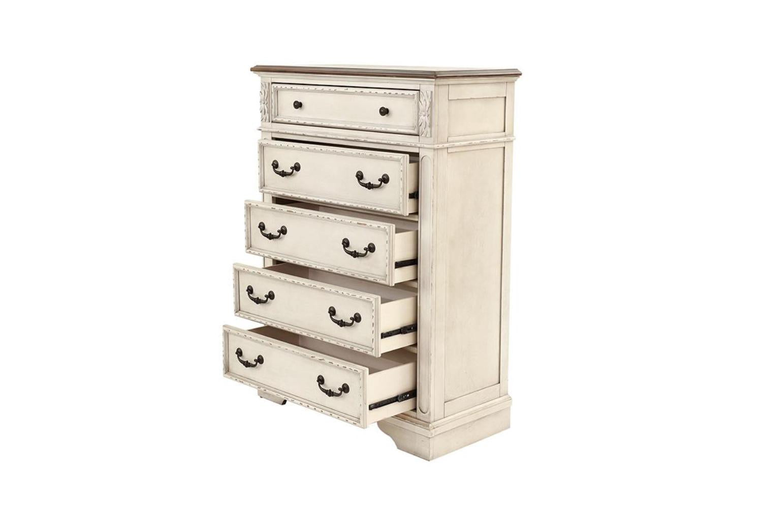 Antique White Wooden Chest Of Drawers Bedroom Formal 1Pc Chest Antique Walnut Top Storage Cabinet Antique White Bedroom Classic,Contemporary,Transitional Rubberwood Particle Board Mdf,Plywood