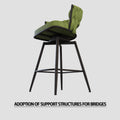 Bar Chair Linen Woven Bar Stool Set Of 2,Black Legs Barstools No Adjustable Kitchen Island Chairs,360 Swivel Bar Stools Upholstered Bar Chair Counter Stool Arm Chairs With Back Footrest, Green Metal Green Kitchen Dining Chairs Foam Linen