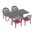 Cushions In Random Colors57 Piece Set Of Cast Aluminum Patio Furniture With Cushions Yes Dining Set Black Seats 4 Rust Resistant Frame Water Resistant Cushion Garden & Outdoor Complete Patio Sets Aluminium