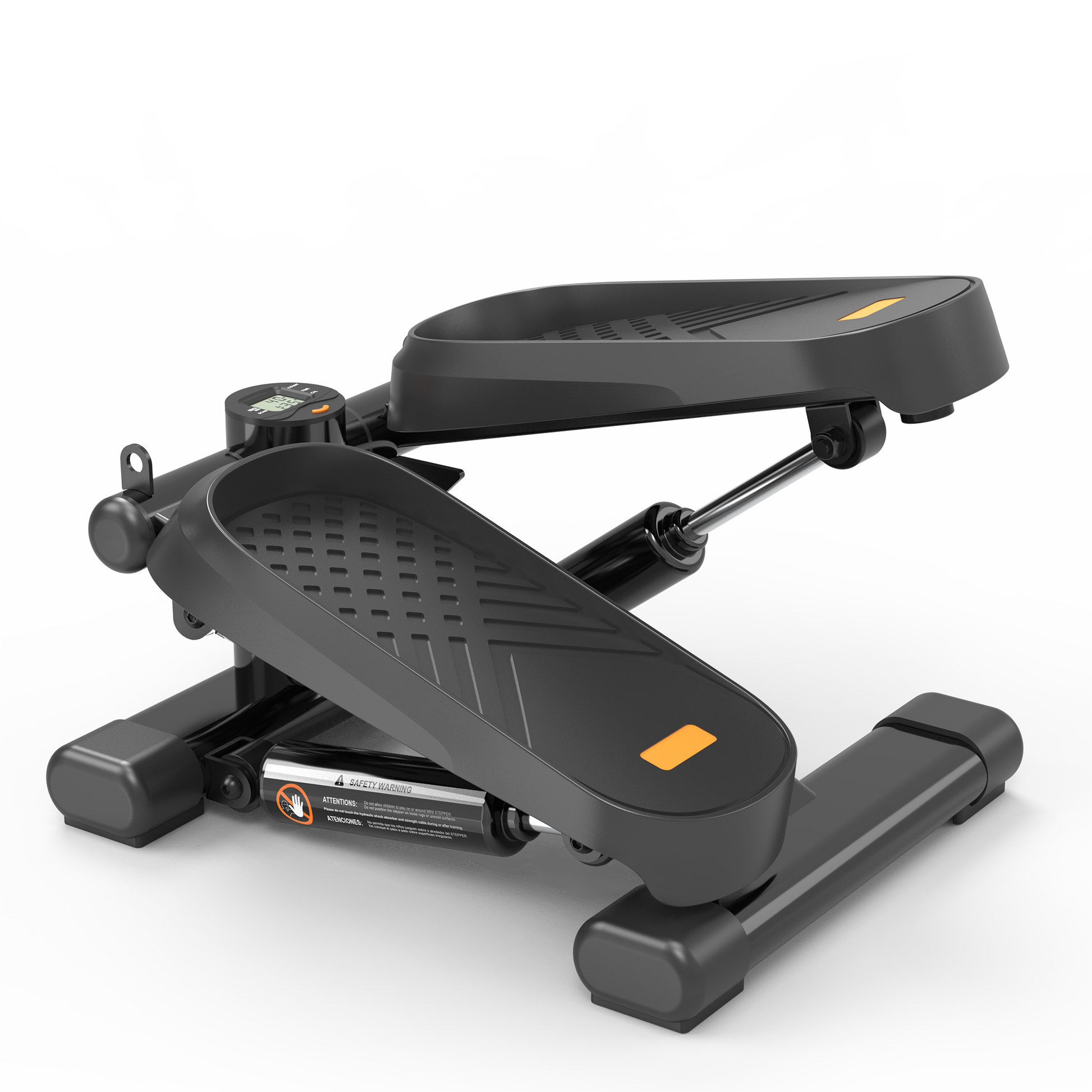 Home Office Exercise 330Lbs Capacity Mini Stepper With Resistance Bands And Lcd Monitor Black Steel