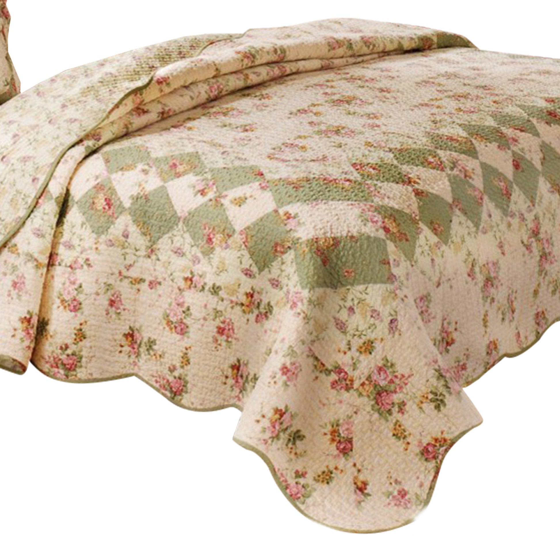 Denali 2 Piece Fabric Twin Size Quilt Set With Floral Prints, Multicolor Multicolor Fabric