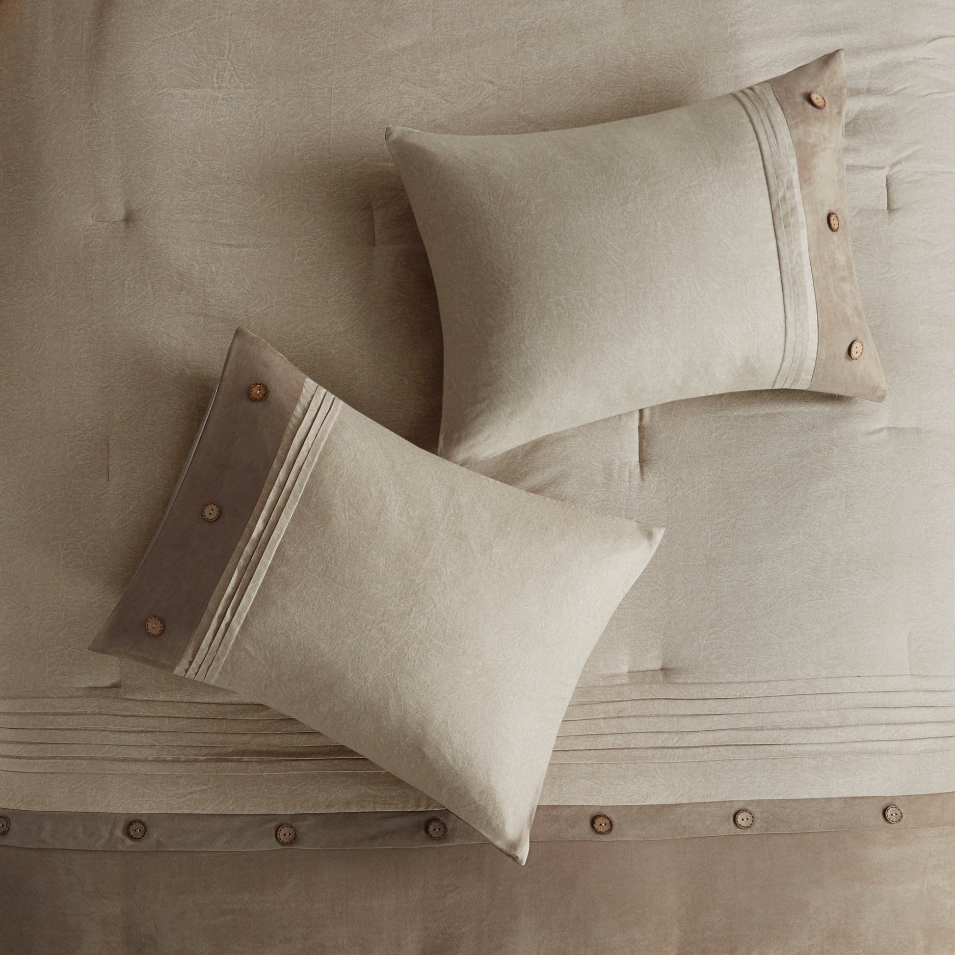 7 Piece Faux Suede Comforter Set Tan Queen Queen Tan Polyester