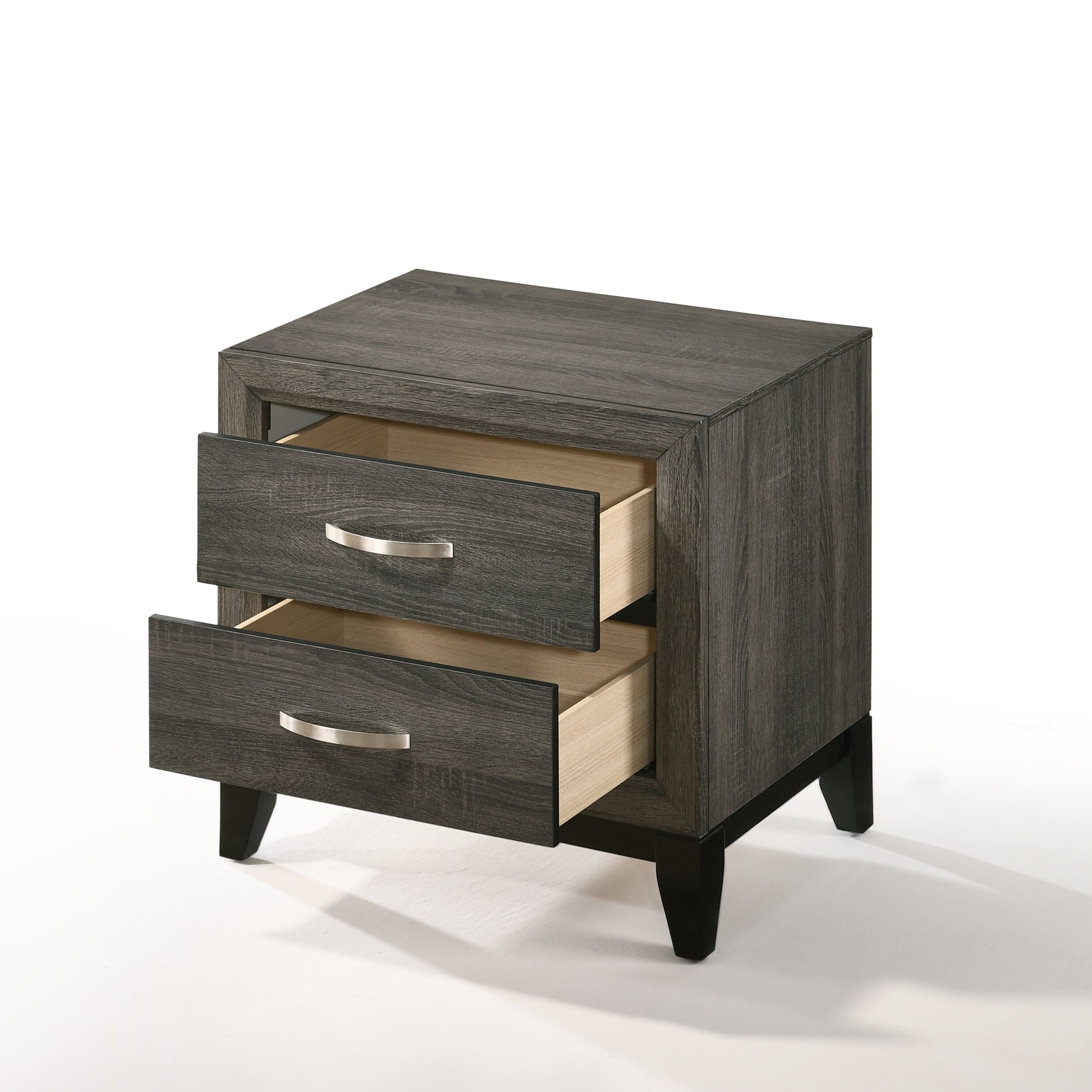 Weathered Grey 2 Drawer Nightstand Grey 2 Drawers Bedroom Rectangle Drawers Paper Composite