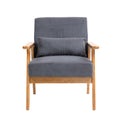 Leisure Chair With Solid Wood Armrest And Feet, Leisure Chair, Wood Frame, Velvet, L, Solid Rubber Wood Legs, Mid Century Modern Accent Chair, For Living Room Bedroom Studio Chair Dark Gray Corduroy