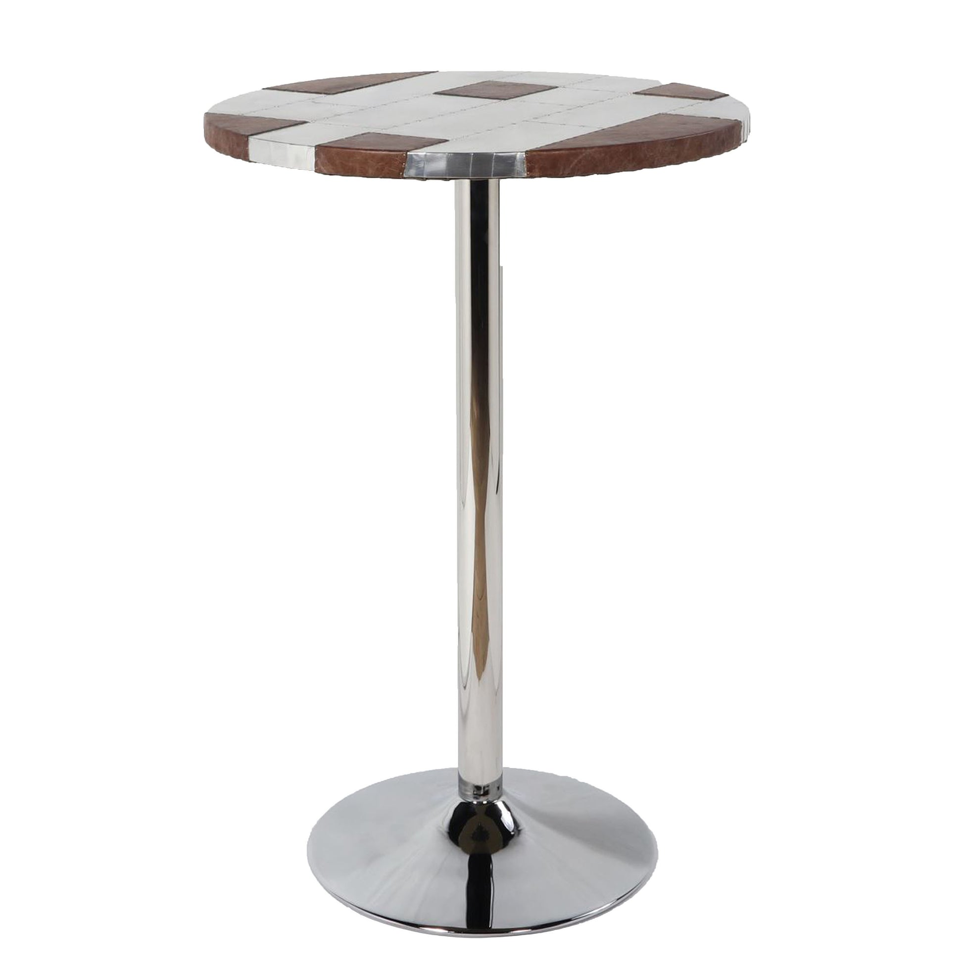 Retro Brown And Aluminum Pedestal Bar Table Brown Seats 2 Dining Room Round Leather Pedestal