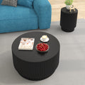 15.72 Inch H Barrel Coffee Table, Nordic Style, Simple Design, Suitable For Indoor And Outdoor Use, Magnesium Oxide Material, Suitable For Living Room, Bedroom Or Garden Sofa Black Magnesium Oxide